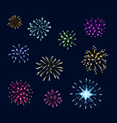 Pixel Art Firework Party Or Carnival Light Sparks