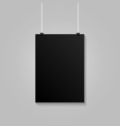 Realistic Vertical Black Poster Hanging Mockup