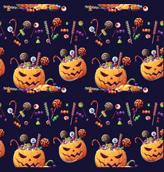 Seamless Pattern With Halloween Sweets And