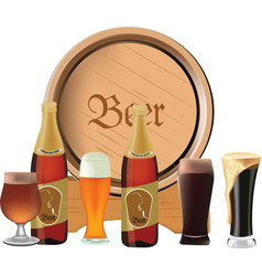 Beer Barrel With Variety Of Beers Barrel