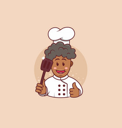 Cute African Black Man Chef Mascot Logo Character