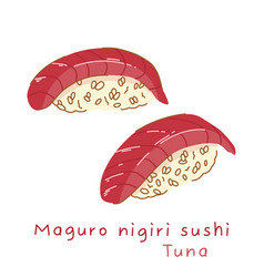 Maguro Nigiri Sushi With Tuna In Flat Style Sushi