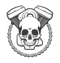 Motorcycle Engine With A Skull Emblem Tattoo