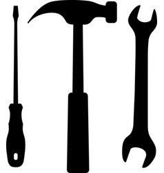 Screwdriver Hammer And Wrench Icon In Flat Style