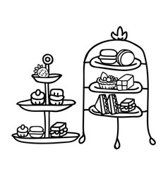 Cute Two Afternoon Tea Cake Stand Clipart Hand