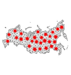 Mesh Polygonal Map Russia With Red Covid19