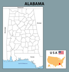 Political Map Of Alabama With Boudaries In Outline