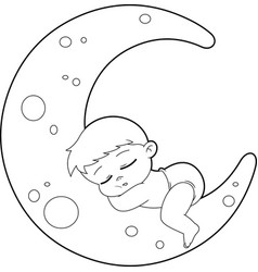 Outlined Cute Baby Boy Cartoon Character