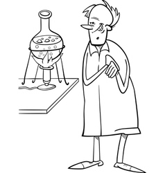 Crazy scientist cartoon coloring page Royalty Free Vector