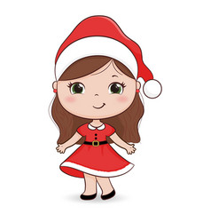 Cute Little Girl In Santa Hat Christmas Costume