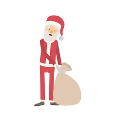 Santa Claus Caricature Full Body Dragging A Gift