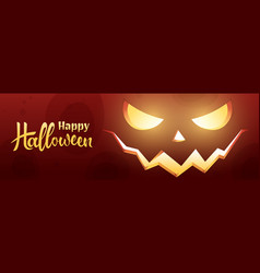 Banner For Halloween Evil Glowing Pumpkin Face