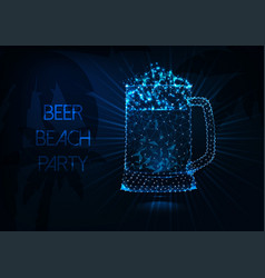 Beer Beach Party Concept With Glowing Low Poly