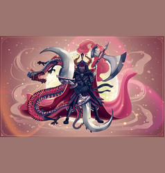 Japanese Samurai And Dragon Or Snake Asian Art