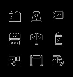 Set Line Icons Of Outdoor Advertising