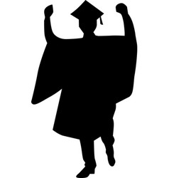 Happy Boy Student Graduated Ceremony Silhouette