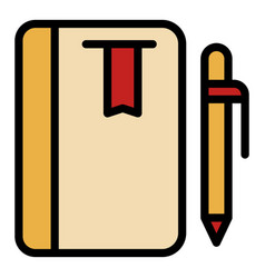 Notebook And Pen Icon Flat