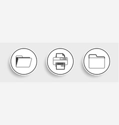 Set Line Document Folder And Printer Icon