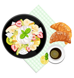 Top View Healthy Salad And Placemat On White