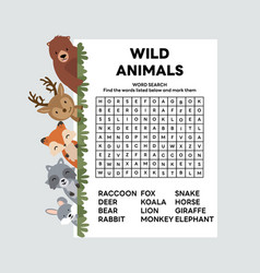 Animals Word Search Puzzle Printable