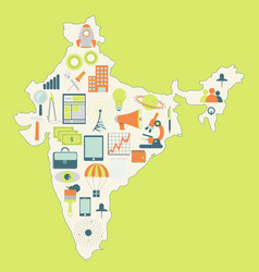 Map India With Technology Icons