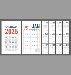 Calendar planner 2025 english calender green Vector Image