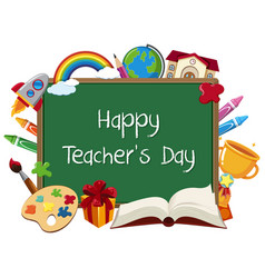 Happy teachers day banner with set stationary Vector Image