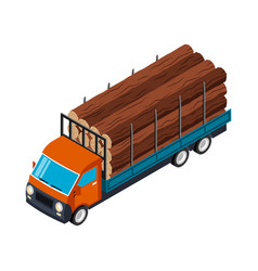 Isometric Sawmill Truck Composition