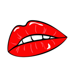 Woman Lips Sticker Of 80s Retro Comic Style