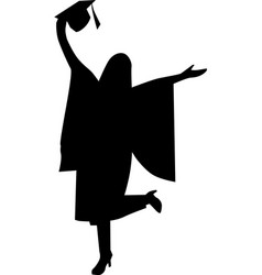 Happy Girl Student Graduated Ceremony Silhouette