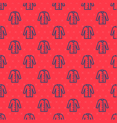 Blue Line Raincoat Icon Isolated Seamless Pattern