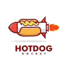 Logo Hotdog Rocket Simple Mascot Style