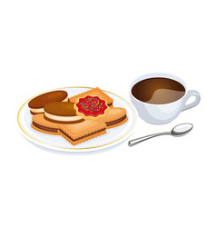 Biscuit And Cup Of Coffee Icon Set