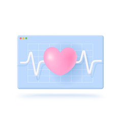 Icon Of Screen With Heart And Pulse In 3d Style