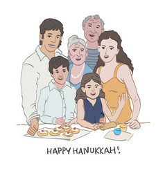 Jewish Happy Family Celebrating Hanukkah