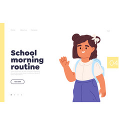 School Morning Routine Concept Of Landing Page