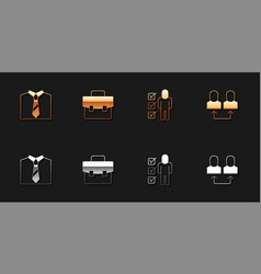 Set Tie Briefcase Resume And Exchange Work Icon