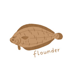 Flounder In Cartoon Style Sea Fish