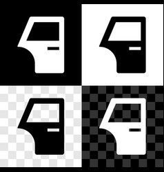 Set Car Door Icon Isolated On Black And White