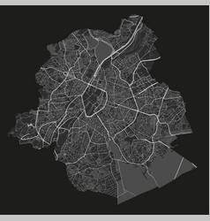 Brussels Detailed Black Map Of City