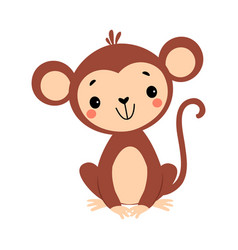 Cute Playful Monkey With Long Tail Sitting And