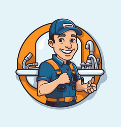 Plumber Character In Cartoon Style Isolated