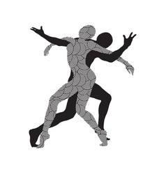 Silhouette Of Dancing Couple Men And Women Doing