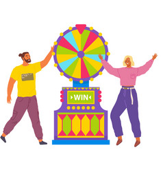 Happy People Spinning Wheel Of Fortune Gambler