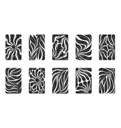 Abstract Black Flowers Leaves Icons