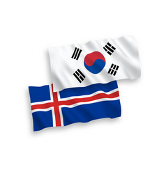 Flags South Korea And Iceland On A White