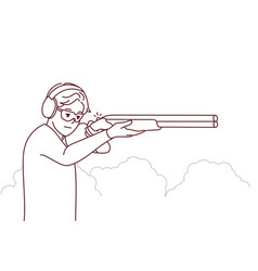 Man With Rifle Shooting Outdoors