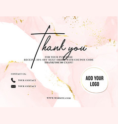 Thank You Card Watercolor Pink Gold Customer