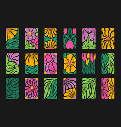 Abstract Colorful Flowers Icons