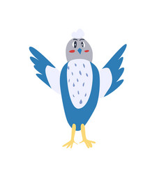 Cute Cartoon Pigeon Character In Blue Color